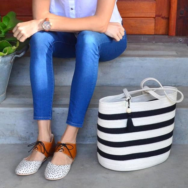 Braided Jute & Cotton Hand Bag | Women's Tote Shoulder Bag