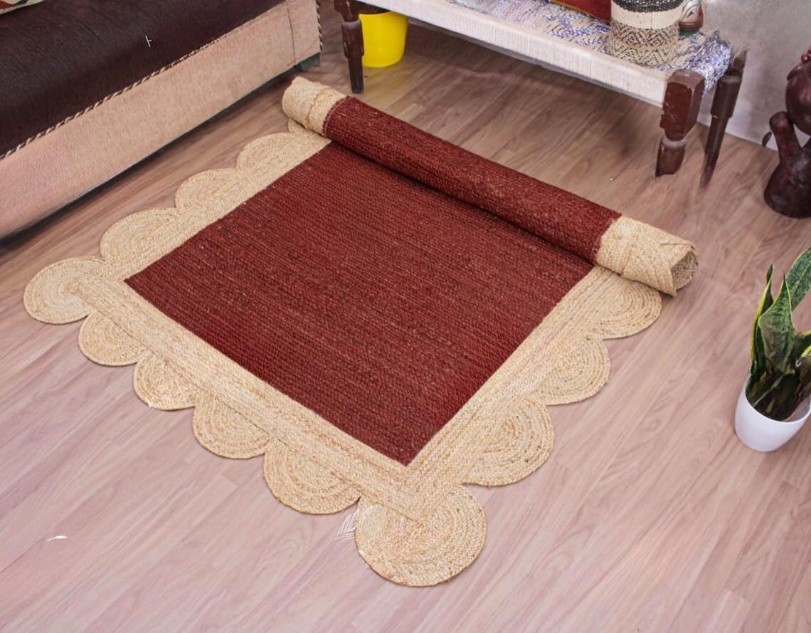 Scalloped Unique Area rugs for living room