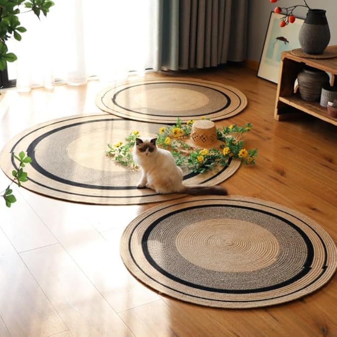 Hand Woven Round Area Rugs Living Room Bedroom Study Computer Chair