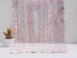 White Hand Woven Scalloped Cotton Rugs Washable  Best Gift For Home Decor