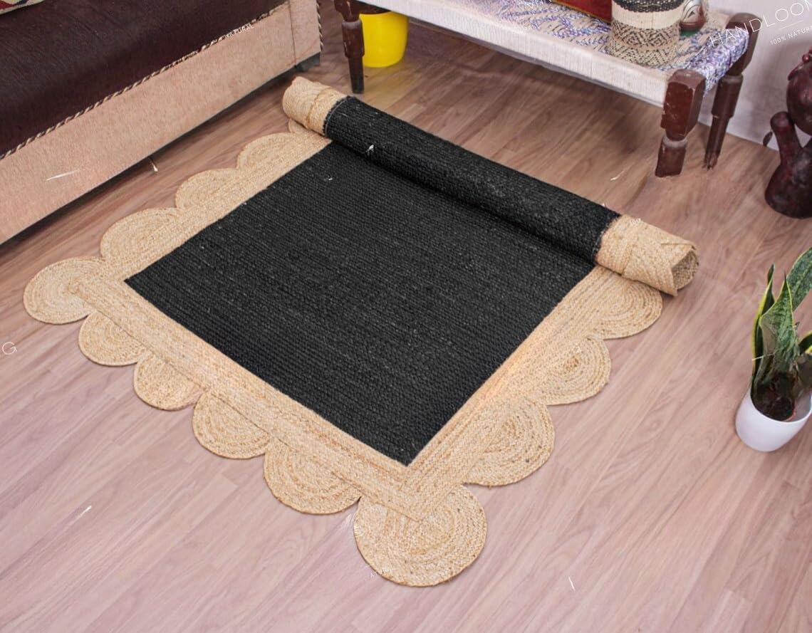 Scalloped Unique Area rugs for living room