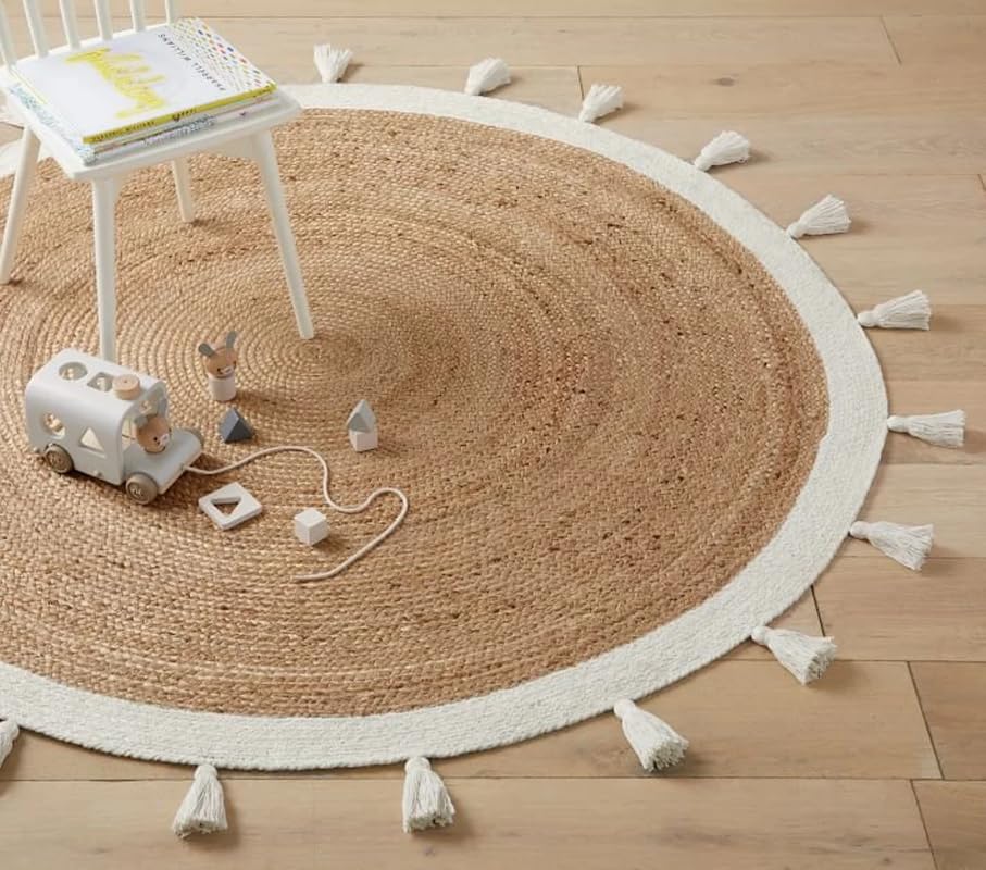 Round Fringes Natural Jute Rugs