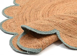 Round Jute Carpet Rug with multi Color border  For Home, Living Room