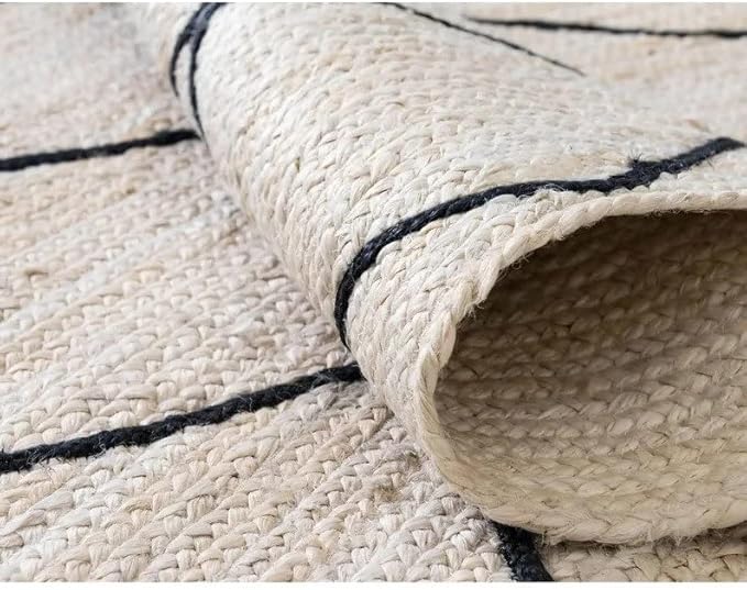 Natural Jute Hand Braided Bohemian Jute Colorful Area Rugs