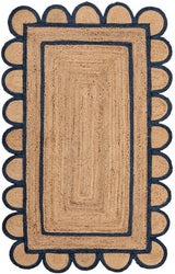 Natural Scalloped With Border Jute Rugs