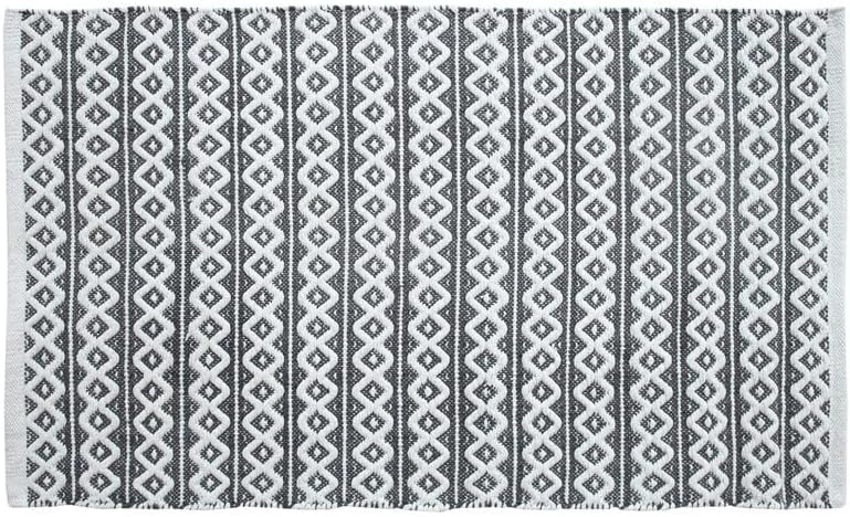 Cotton Rugs For Living Room Zig Zag Pattern Handmade Reversible Grey White Border Rug
