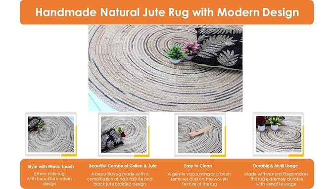 Round Reversible Centre Table Rug Mat for Living Room