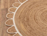 Natural Scalloped With Border Jute Rugs