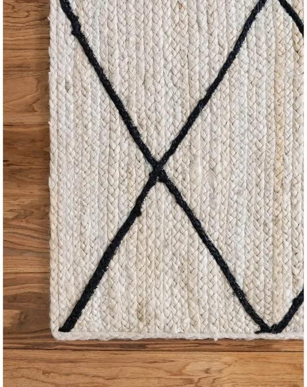 Natural Jute Hand Braided Bohemian Jute Colorful Area Rugs