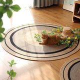 Hand Woven Round Area Rugs Living Room Bedroom Study Computer Chair