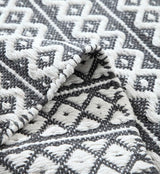 Cotton Rugs For Living Room Zig Zag Pattern Handmade Reversible Grey White Border Rug