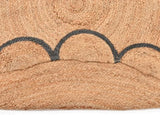Round Jute Carpet Rug with multi Color border  For Home, Living Room
