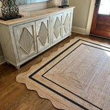 Unique Design Braided Handmade Scalloped Jute Rug