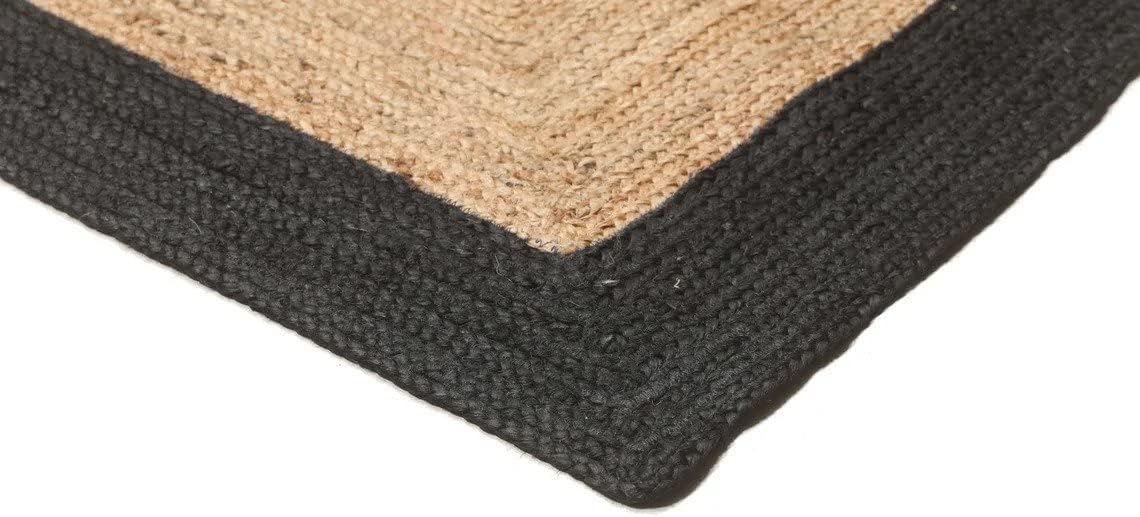 Black Border Bohemian Jute Rug Home Decor