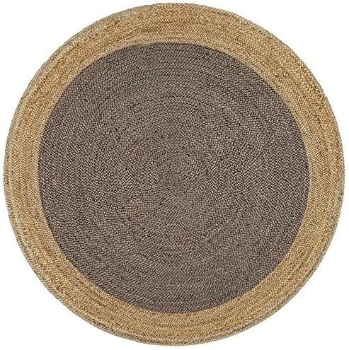 Natural Fiber Area Rug – Grey with Beige Border for Modern Home Decor