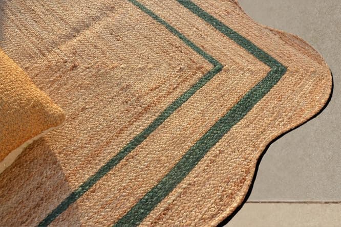 Unique Design Braided Handmade Scalloped Jute Rug