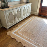 Unique Design Braided Handmade Scalloped Jute Rug