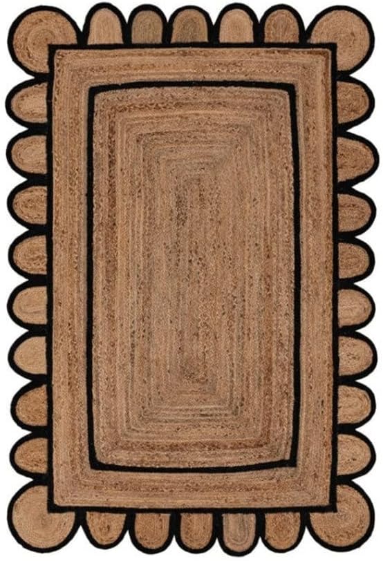 Natural Scalloped With Border Jute Rugs