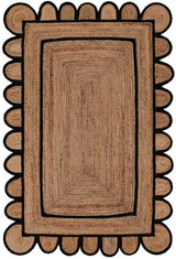 Natural Scalloped With Border Jute Rugs