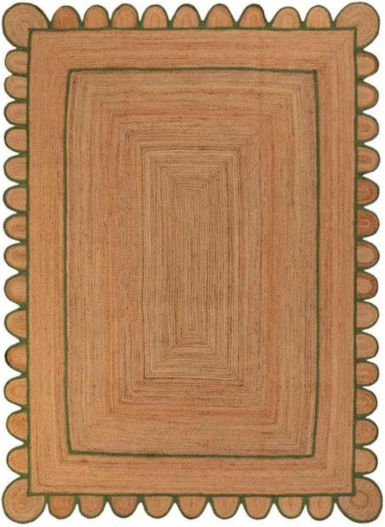 Natural Scalloped With Border Jute Rugs