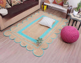 Bohemian scalloped rug Unique Design Natural Jute Area Rug