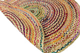 Indian Hand Braided Multicolor Jute Chindi Cotton Rug