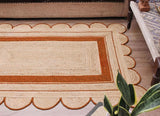 Bohemian scalloped rug Unique Design Natural Jute Area Rug