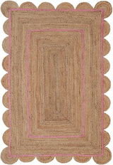 Natural Scalloped With Border Jute Rugs