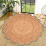 Round Jute Carpet Rug with multi Color border  For Home, Living Room