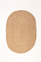 Natural Braided Jute Rug – Beige Bohemian Design Border Area Rug