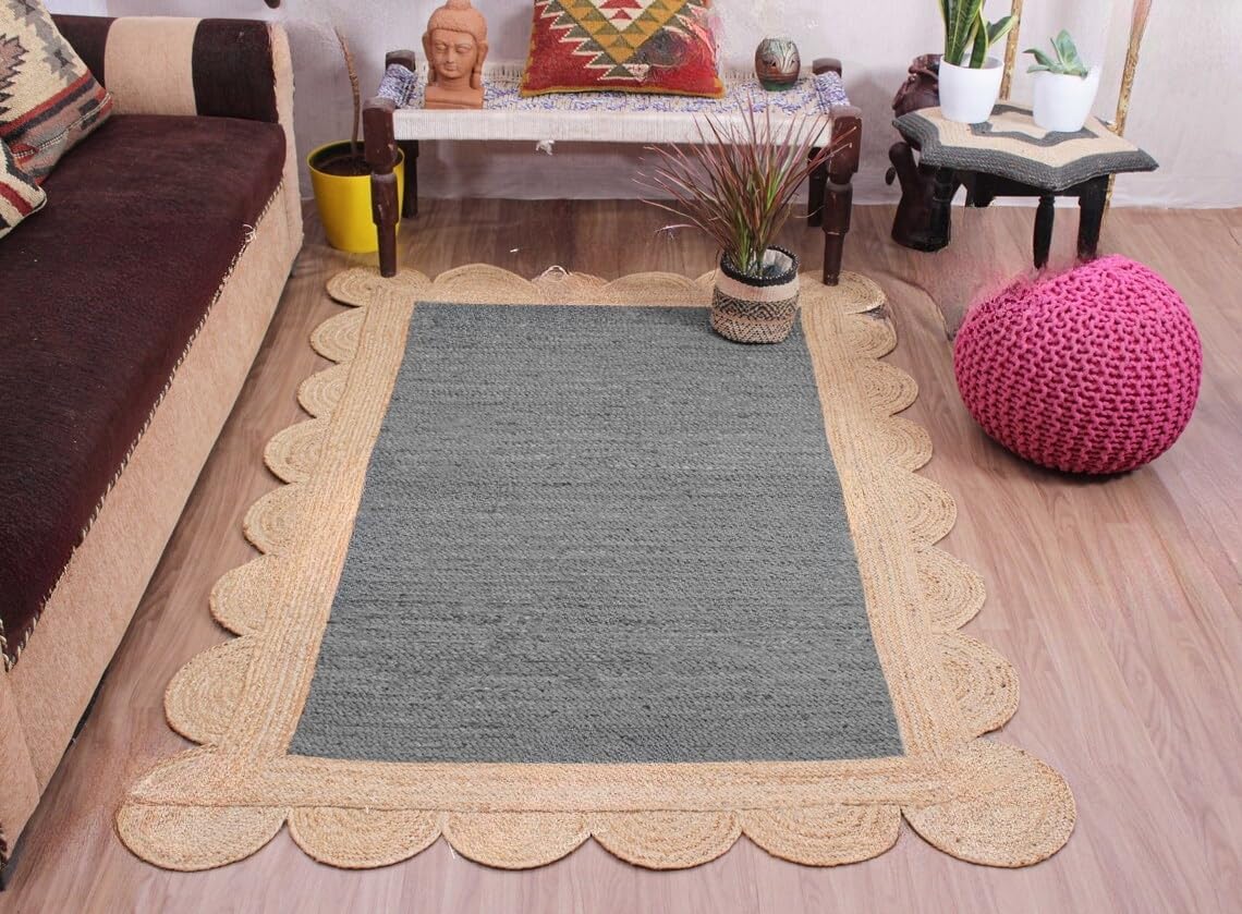Scalloped Unique Area rugs for living room