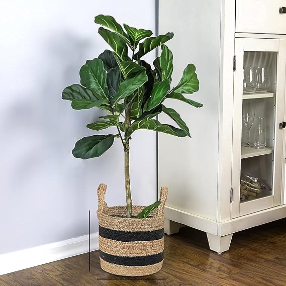 Handwowen Jute Planter Pots/Storage Basket with Handle, Multi-Purpose Storage Bag