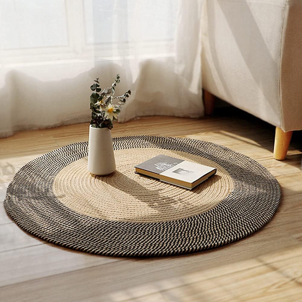 Hand Woven Round Area Rugs Living Room Bedroom Study Computer Chair