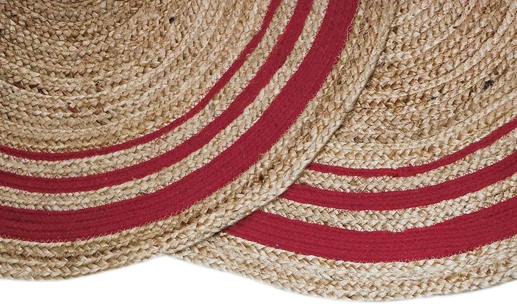 Red with Beige Border Natural Jute Rugs