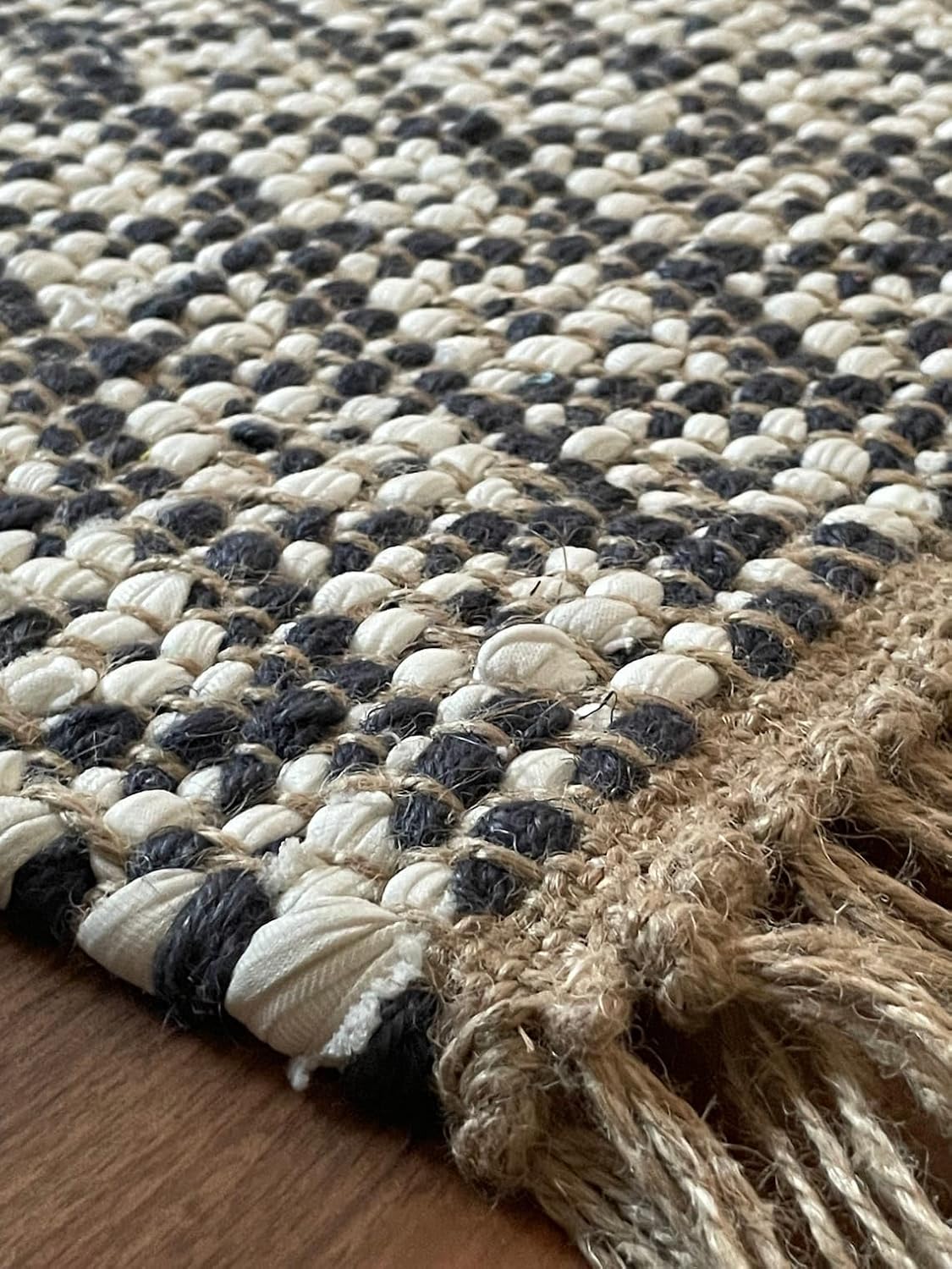 Hemp Dhurrie Rugs, Traditional White  Footboard entryway Rug Chic Victorian Hipster
