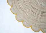 Round Jute Carpet Rug with multi Color border  For Home, Living Room