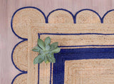 Bohemian scalloped rug Unique Design Natural Jute Area Rug