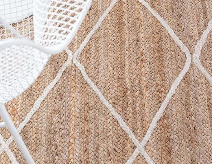 Natural Jute Hand Braided Bohemian Jute Colorful Area Rugs