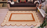 Bohemian scalloped rug Unique Design Natural Jute Area Rug
