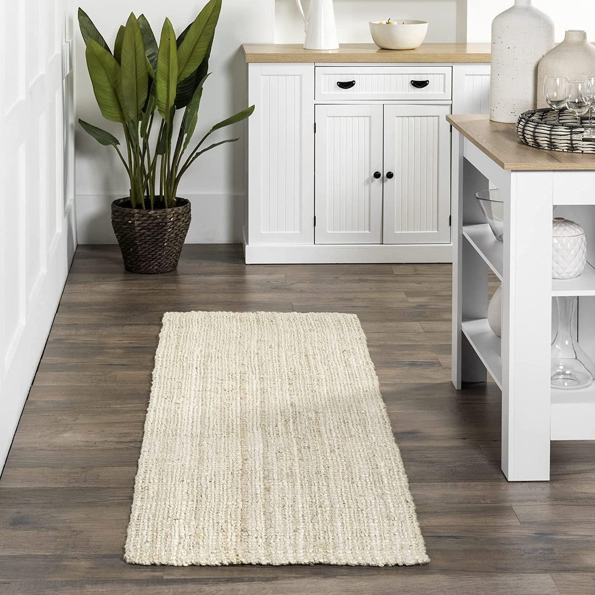 Hand Woven Ashli Handwoven Solid Jute Farmhouse, Boho Jute Carpets