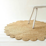 Round Jute Carpet Rug with multi Color border  For Home, Living Room