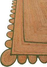 Natural Scalloped With Border Jute Rugs