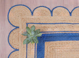 Bohemian scalloped rug Unique Design Natural Jute Area Rug