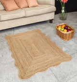 Unique Design Braided Handmade Scalloped Jute Rug