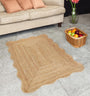 Natural Jute Scalloped Rug – Handmade Braided Rug with Boho Design