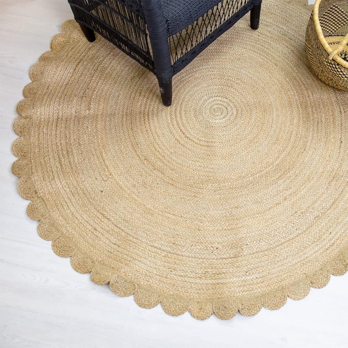 Scallop Boho Decor Handmade Natural Jute Rugs