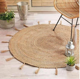 Round Fringes Natural Jute Rugs