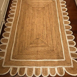 Natural Scalloped With Border Jute Rugs