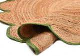 Round Jute Carpet Rug with multi Color border  For Home, Living Room