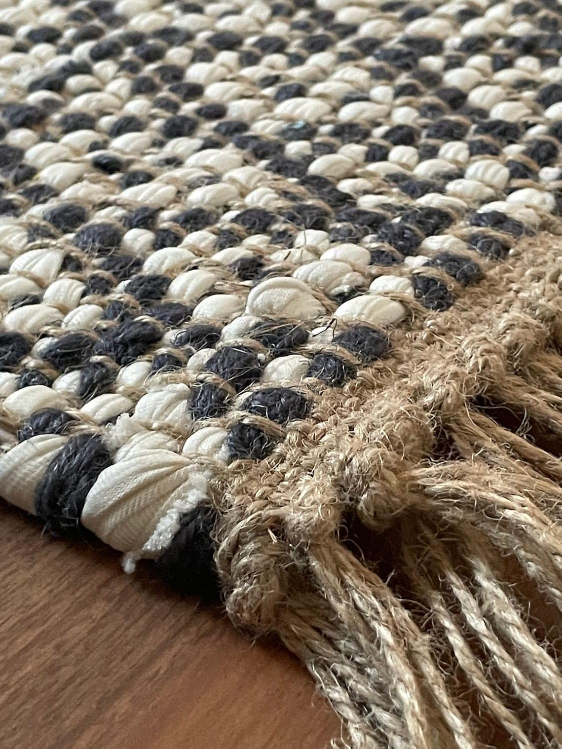 Hemp Dhurrie Rugs, Traditional White  Footboard entryway Rug Chic Victorian Hipster